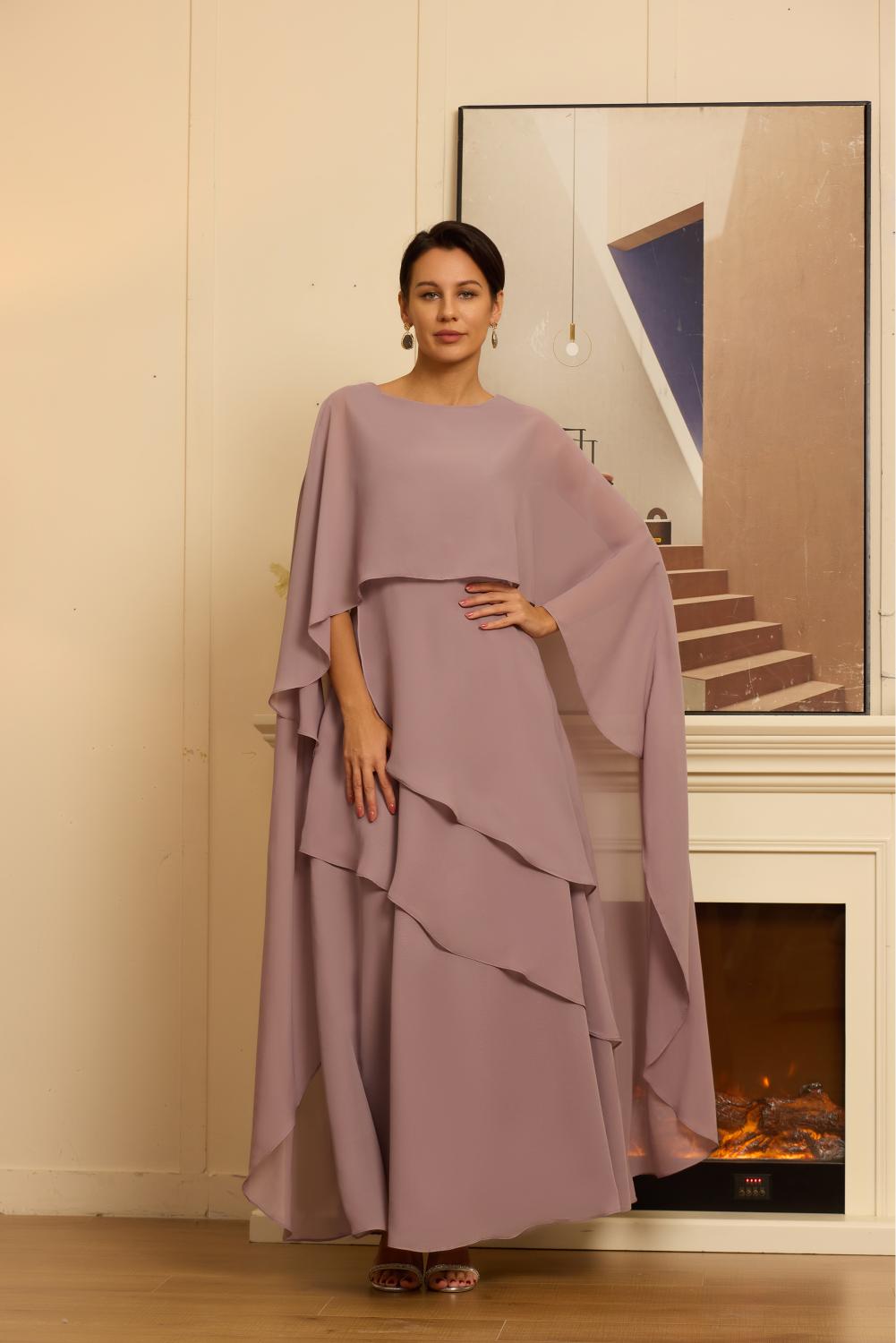 Sleeveless Cape Dress for Mother of The Bride Party Gowns