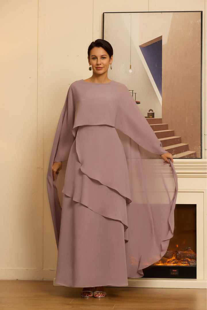 Sleeveless Cape Dress for Mother of The Bride Party Gowns