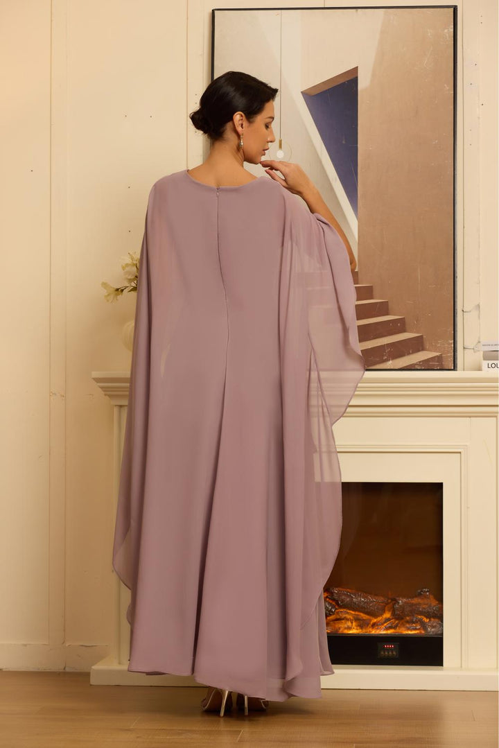 Sleeveless Cape Dress for Mother of The Bride Party Gowns