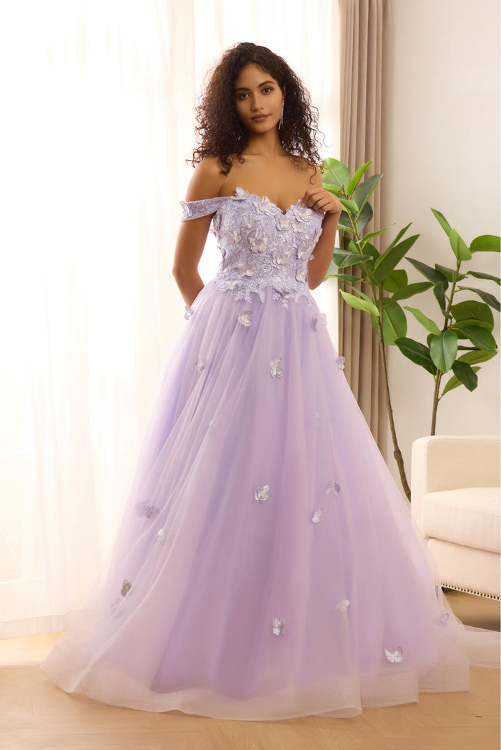 Sparkly Sequin Tulle Formal Evening 3D Butterfly Prom Dresses