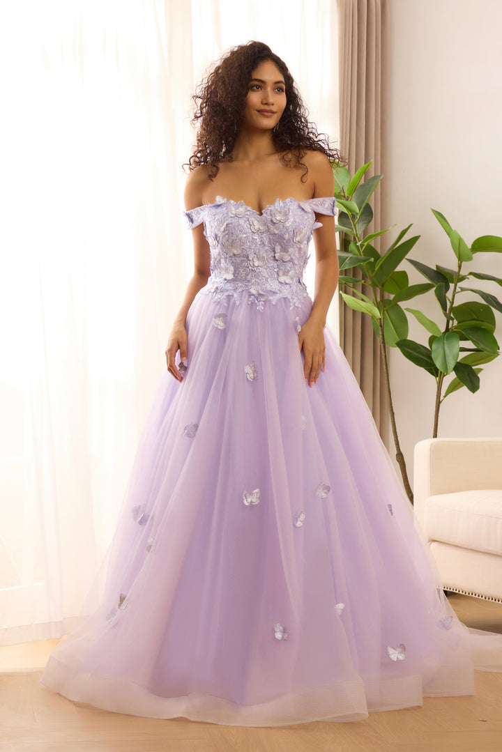 Sparkly Sequin Tulle Formal Evening 3D Butterfly Prom Dresses