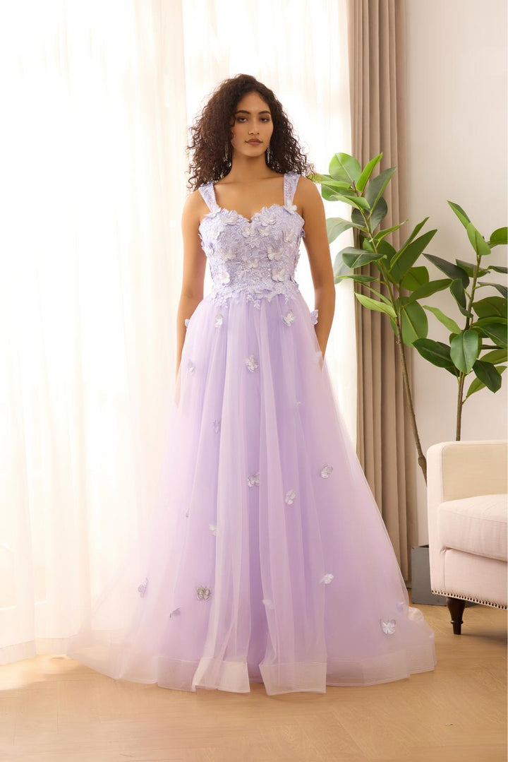 Sparkly Sequin Tulle Formal Evening 3D Butterfly Prom Dresses