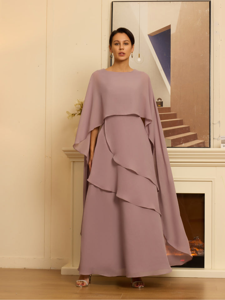 Sleeveless Cape Dress for Mother of The Bride Party Gowns