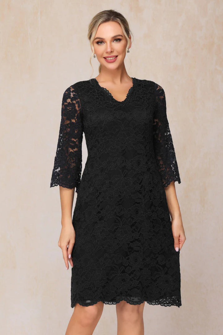 3/4 Sleeves Knee Length Lace Mother Of The Bride Dress