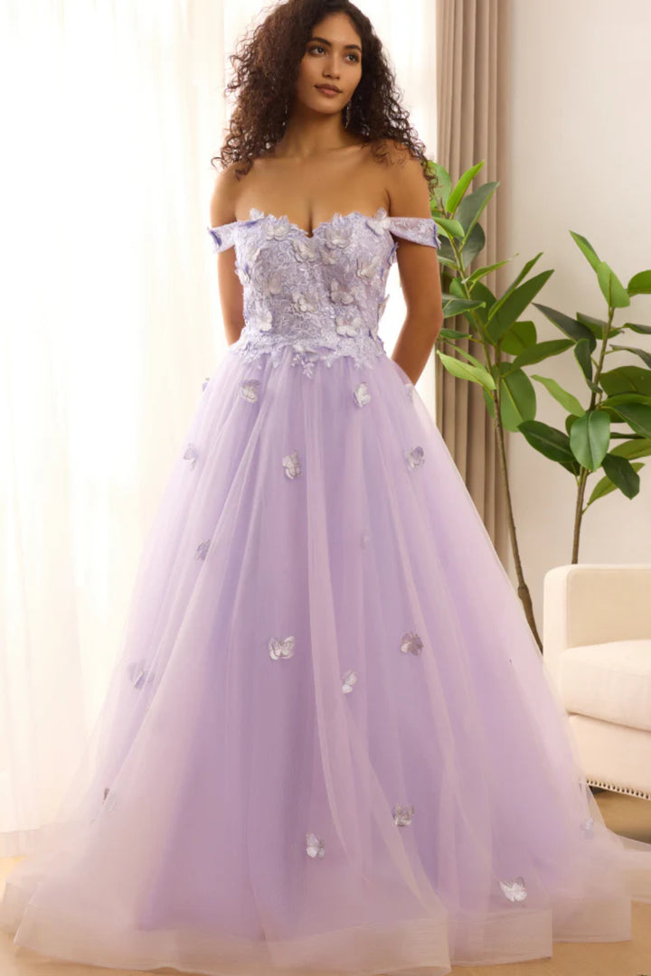 Sparkly Sequin Tulle Formal Evening 3D Butterfly Prom Dresses