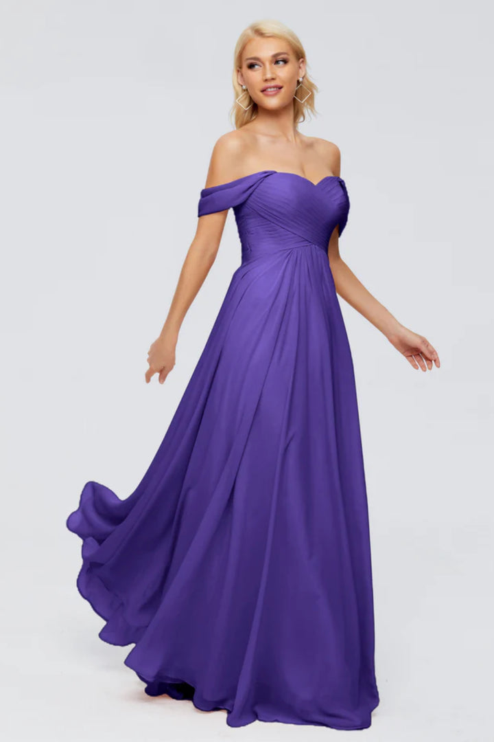 Trinity Off-The-Shoulder Chiffon Bridesmaid Dresses