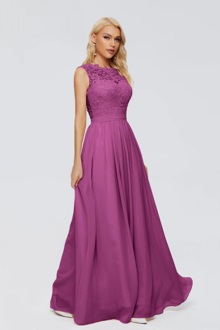 Melody A-Line Bateau Chiffon Bridesmaid Dresses