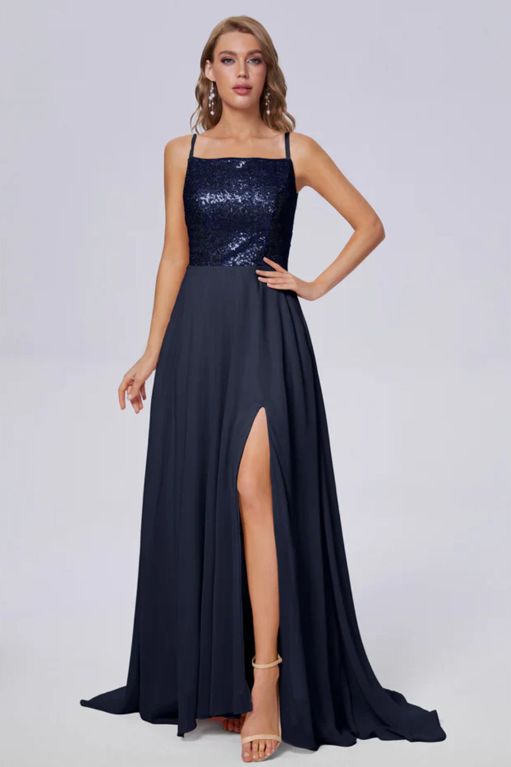 Alaina Sparkly Split Sequin Long Bridesmaid Dresses