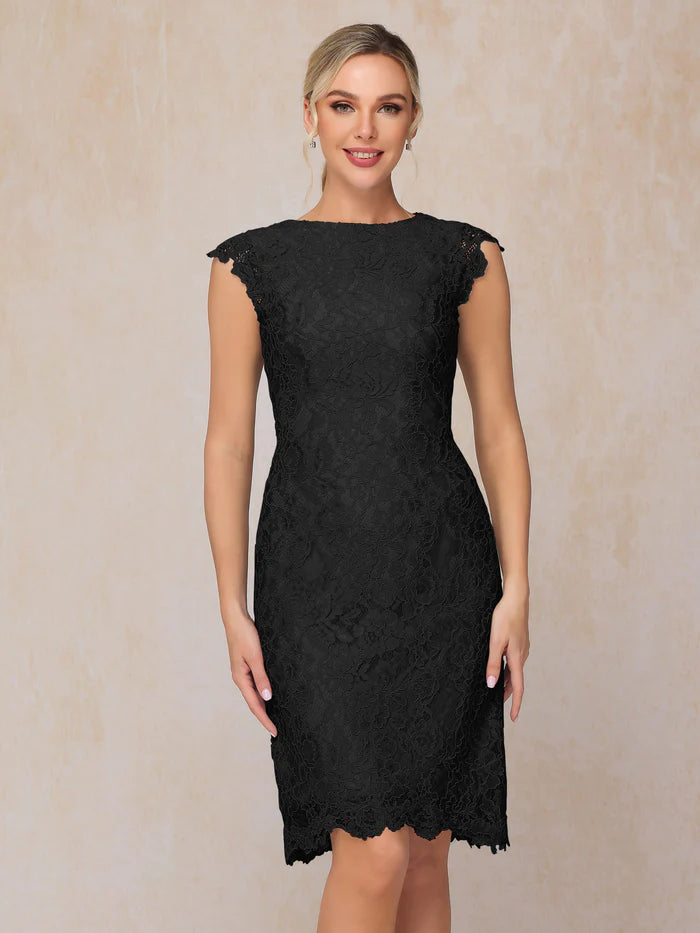 Cap Sleeves Knee Length Lace Mother Of The Bride Dress