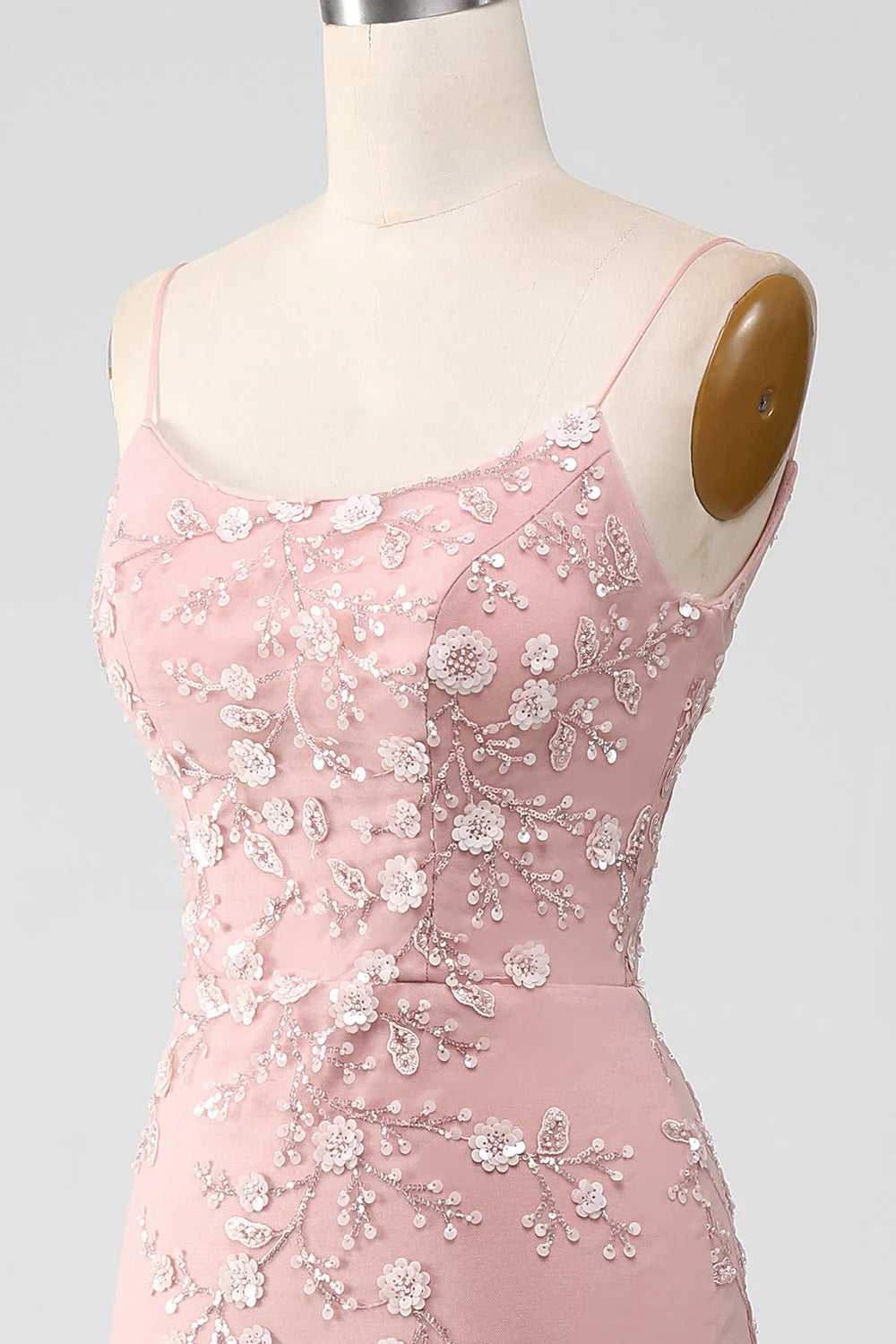 Blush Mermiad Spaghetti Straps Long Prom Dress with Appliques