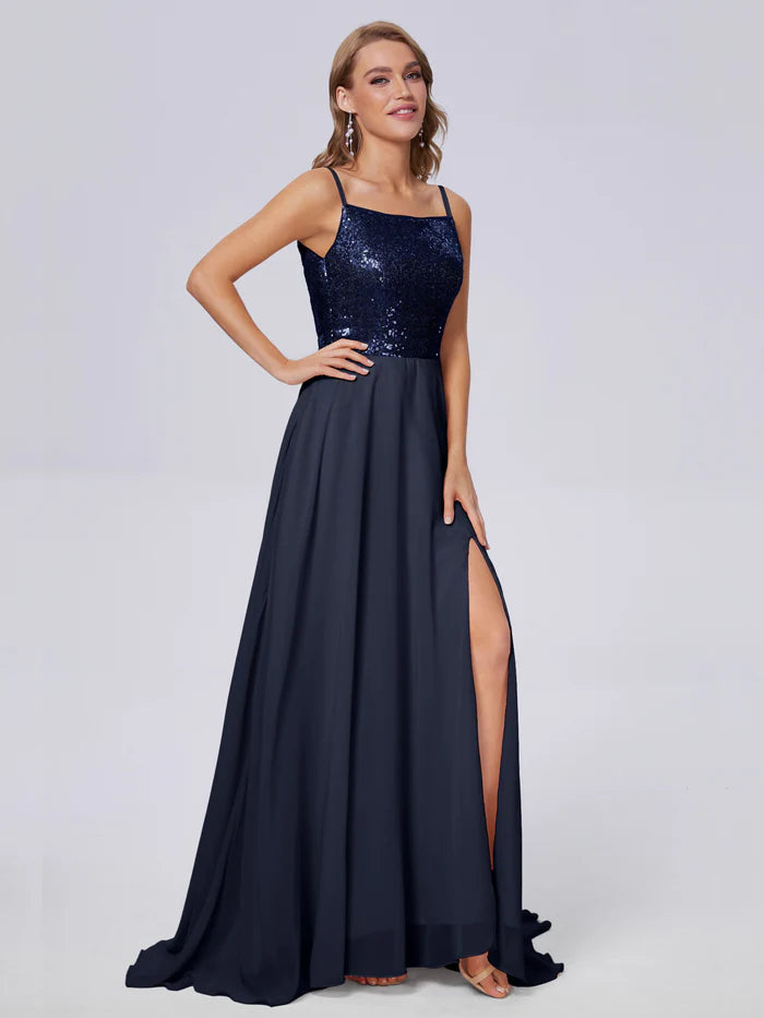 Alaina Sparkly Split Sequin Long Bridesmaid Dresses