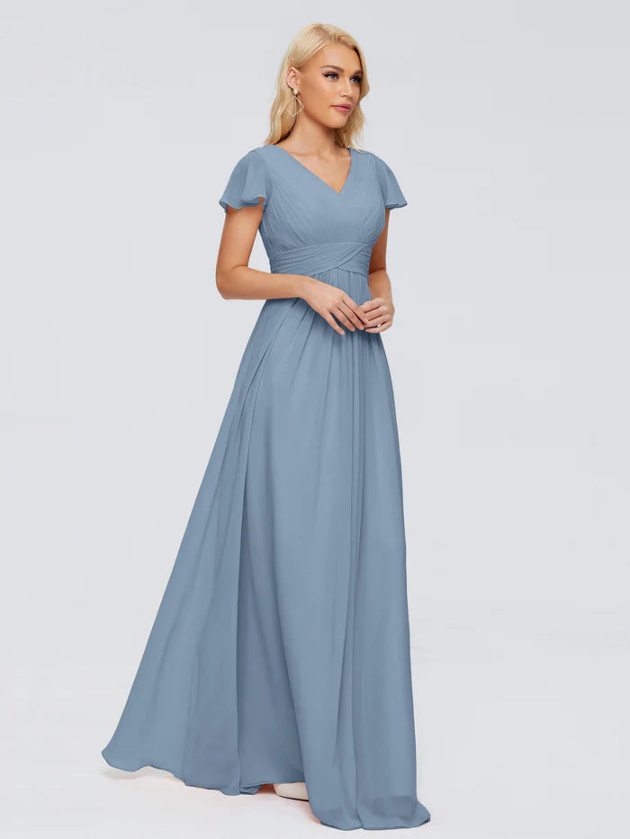 Charlie A-line V Neck Chiffon Bridesmaid Dresses