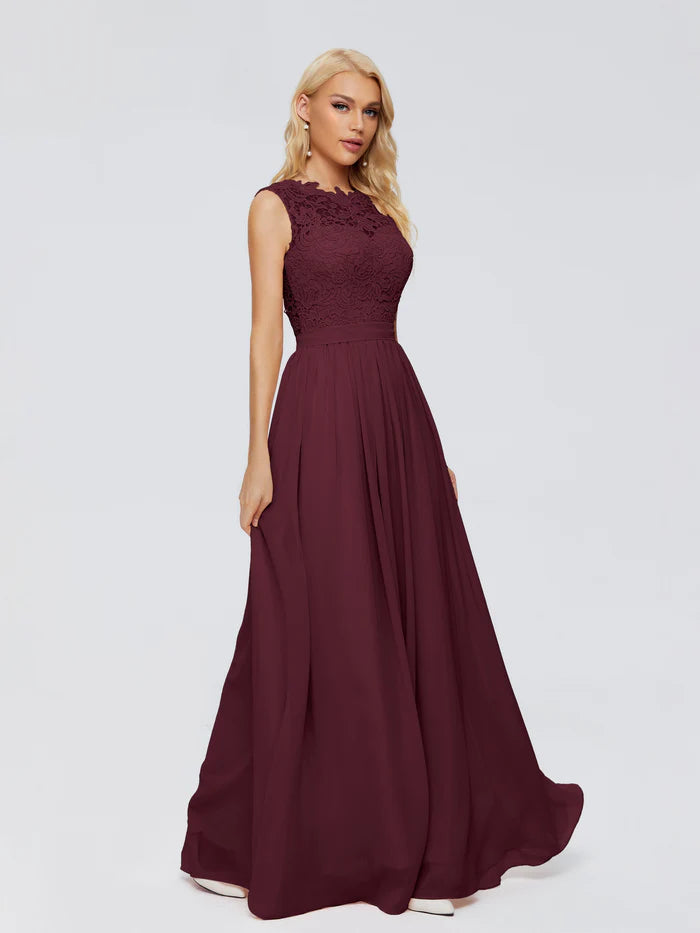 Melody A-Line Bateau Chiffon Bridesmaid Dresses