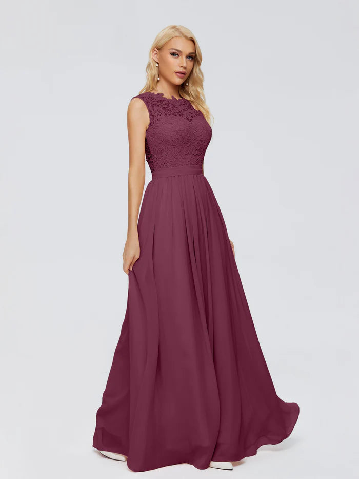 Melody A-Line Bateau Chiffon Bridesmaid Dresses