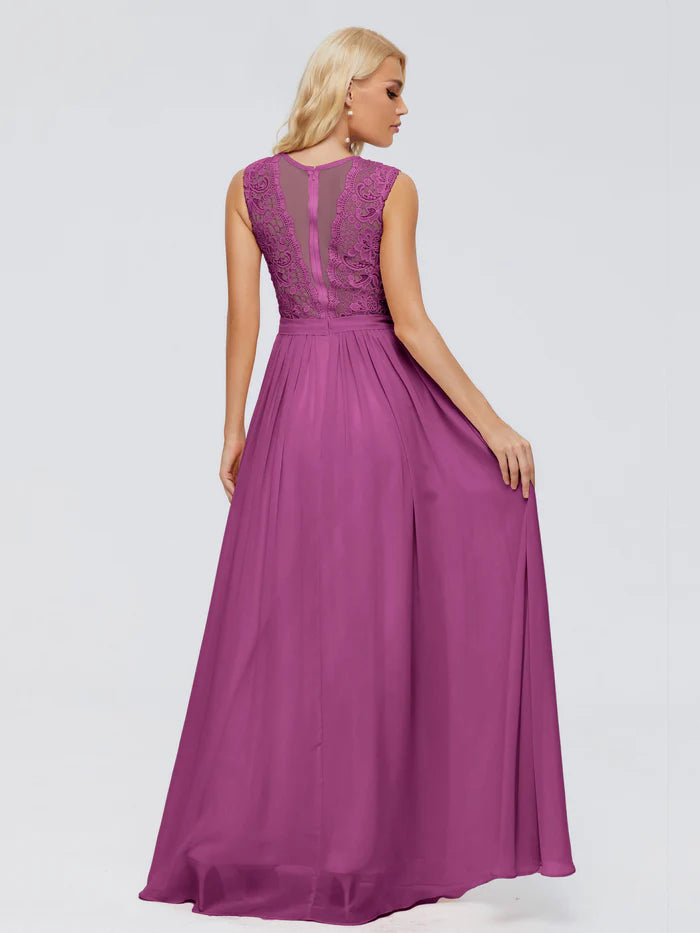 Melody A-Line Bateau Chiffon Bridesmaid Dresses