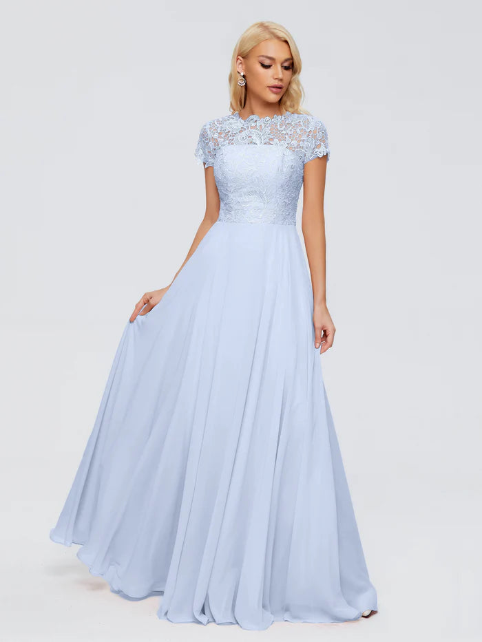 Rose A-Line Cap Sleeves Lace Mother of the Bride Dresses