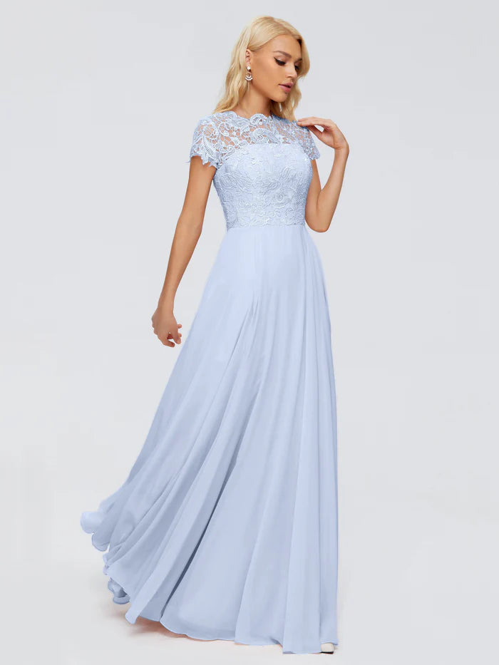 Rose A-Line Cap Sleeves Lace Mother of the Bride Dresses