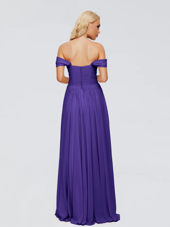 Trinity Off-The-Shoulder Chiffon Bridesmaid Dresses