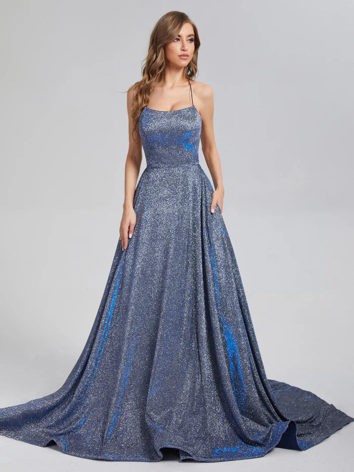 Sparkly Criss Cross Prom Dresses with Trailing